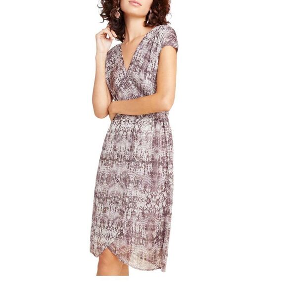 Anthro Velvet by Graham & Spencer Regan Snake-Printed Faux Wrap Mini Dress Small - Picture 1 of 9